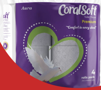 CORAL SOFT 2 PLY TOILET ROLLS 4’s