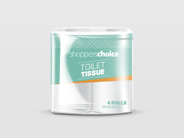 SHOPPERS CHOICE TOILET PAPERS 4S 2 PLY