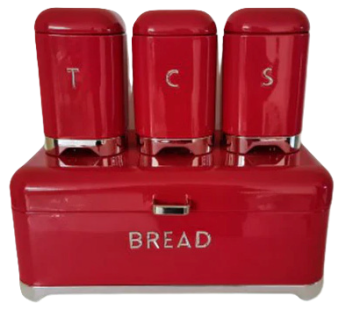 Smeg Bread Bin With Rose Gold Base 3Pc Canister Set Each